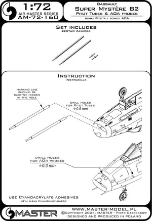 Master AM-72-160 Dassault Super Mystère B2 - Tubes Pitot et sondes d&amp;#39;angle d&amp;#39;attaque 1/72 – image 3