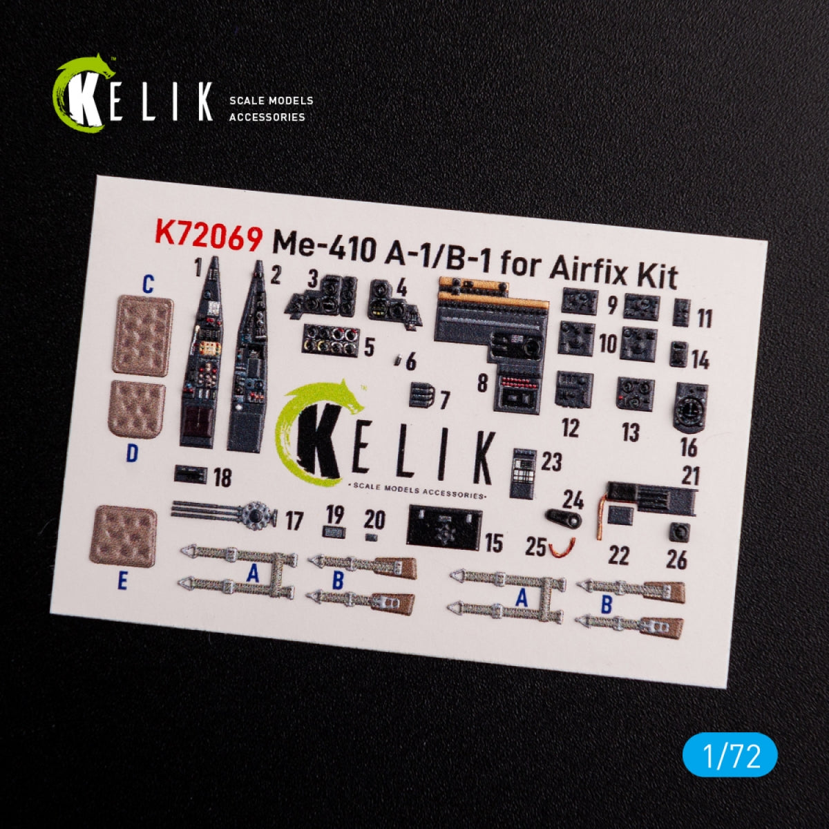 KELIK K72069 Messerschmitt Me410A-1 interior 3D decals for Airfix kit 1/72 – imagen 2