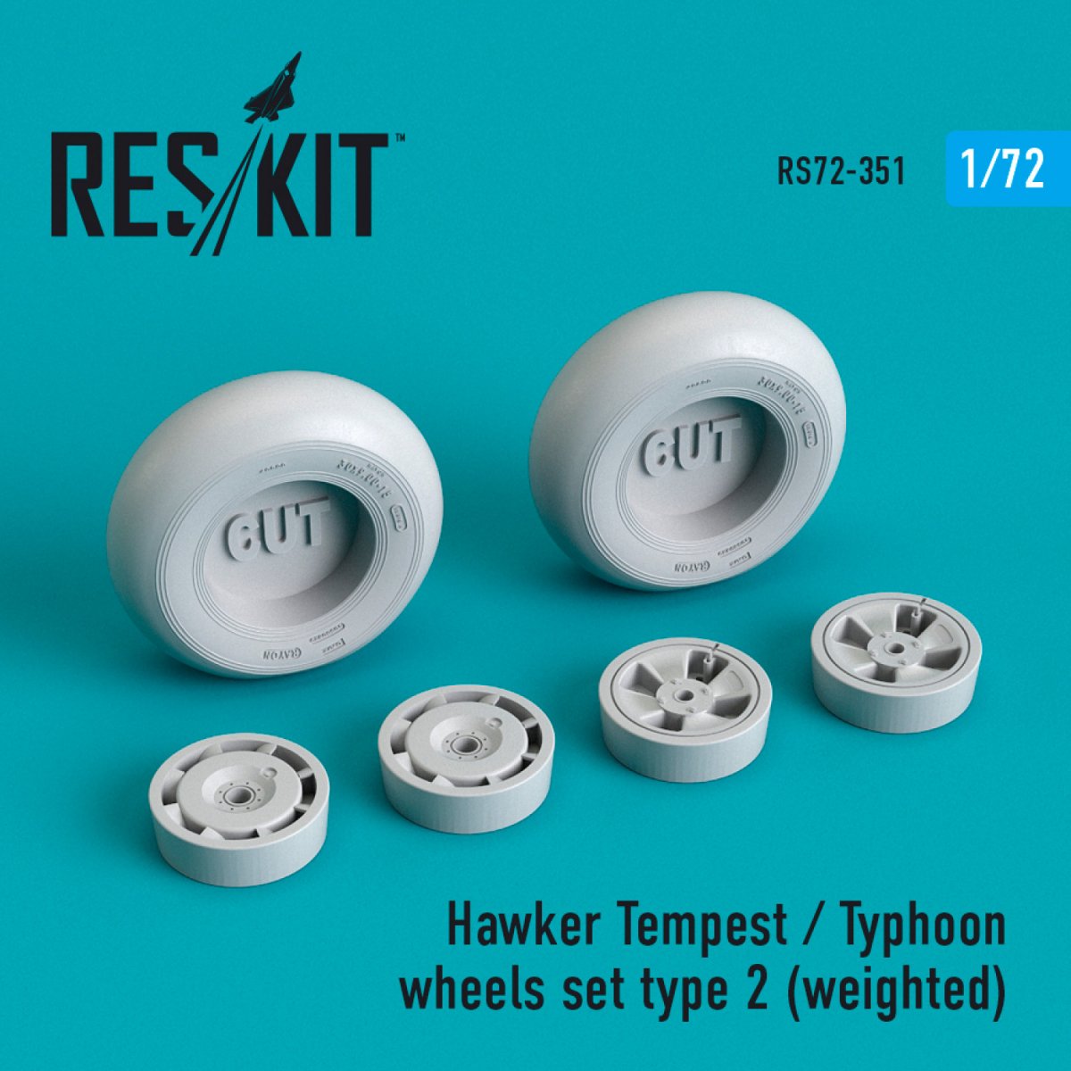 RESKIT RS72-0351 HAWKER TEMPEST/TYPHOON ENSEMBLE DE ROUES TYPE 2 (LESTÉES) 1/72