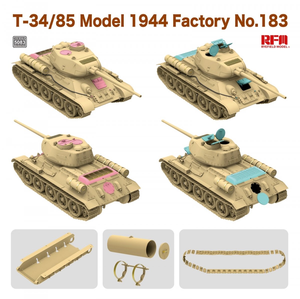 Rye Field Model 5083 T-34/85 Model 1944 Factory No.183 1/35 – immagine 2