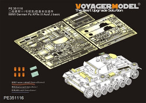 Maquette Voyager PE351116 Char allemand Pz.KPfw.III Ausf.J de base (pour RFM 5070) à l&amp;#39;échelle 1/35