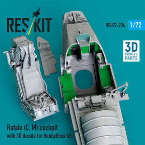 RESKIT RSU72-236 Rafale (C, M) cockpit with 3D decals for HobbyBoss kit (3D Printed) 1/72 – zdjęcie 3