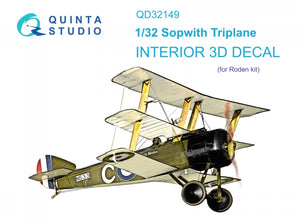 Intérieur imprimé en 3D et coloré pour Sopwith Triplane (Roden) de Quinta Studio QD32149, échelle 1/32