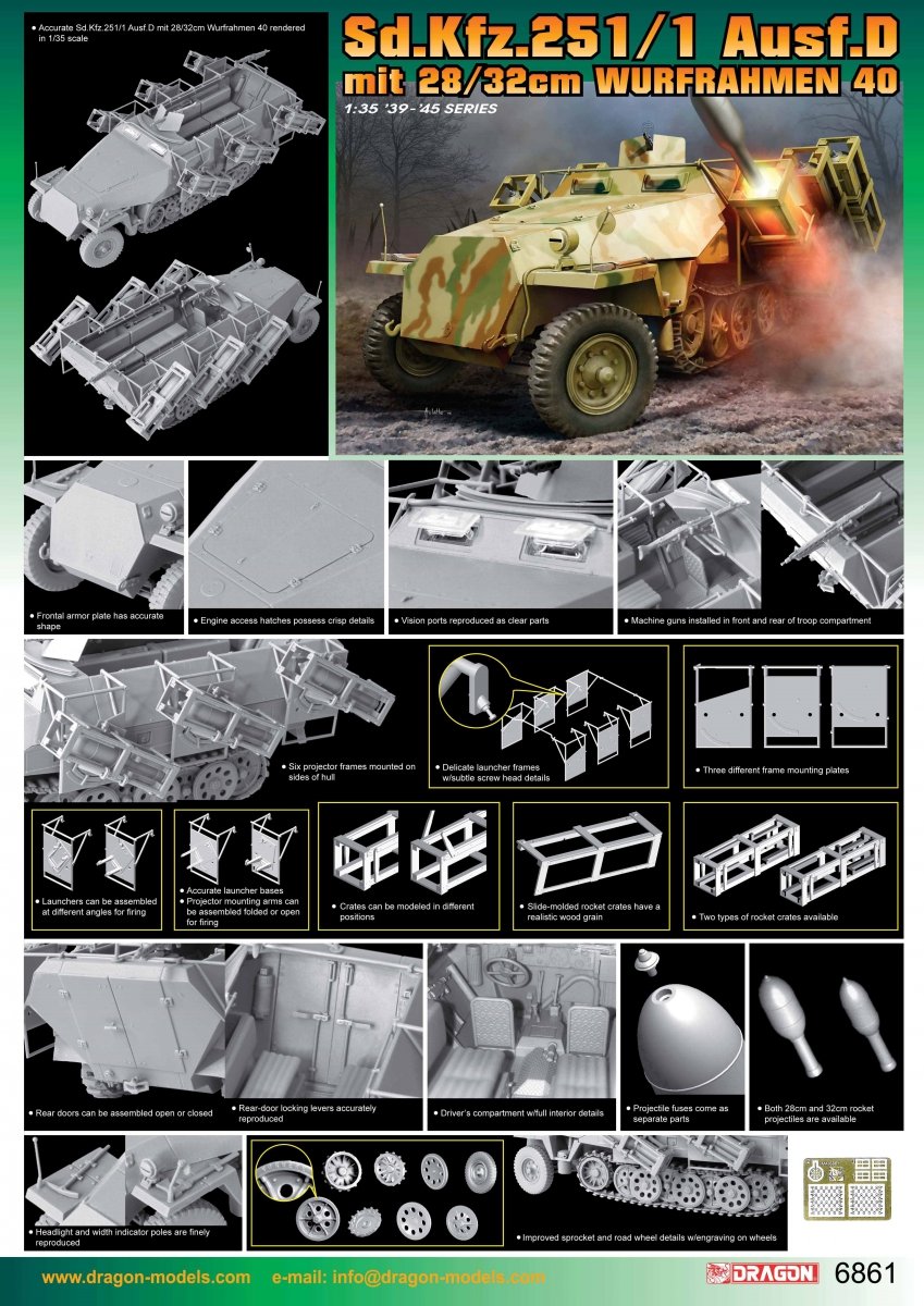 Dragon 6861 Sd.Kfz.251/1 Ausf.D mit 28/32cm Wurfrahmen 40 1/35 – Bild 2