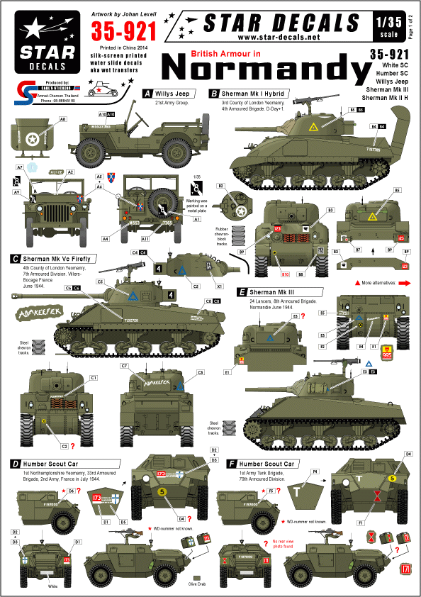 Star Decals 35-921 Blindés britanniques en Normandie 1/35