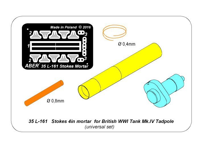 Aber 35L-161 Stokes 4in mortar for British WWI Tank Mk.IV Tadpole 1/35 – Bild 6