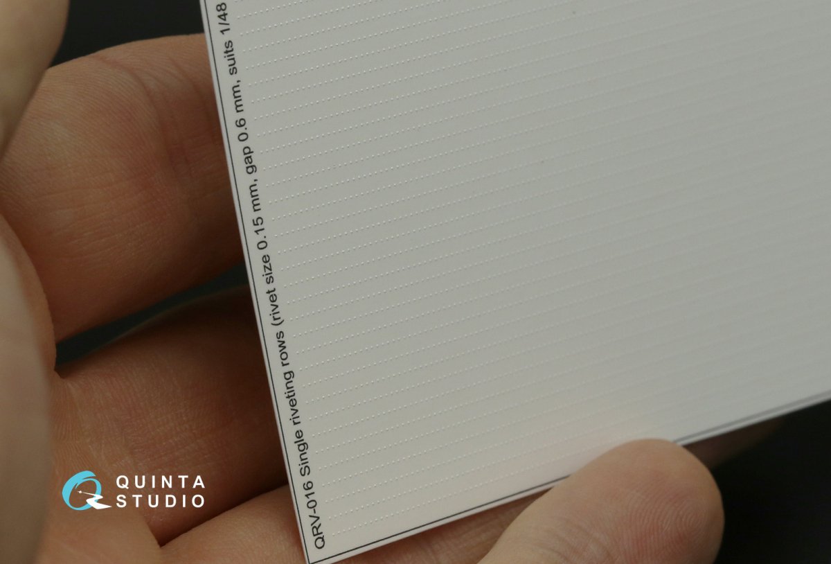 Quinta Studio QRV-016 Single riveting rows (rivet size 0.15 mm, gap 0.6 mm, suits 1/48 scale), White color, total length 6.2 m/20 ft – Bild 6