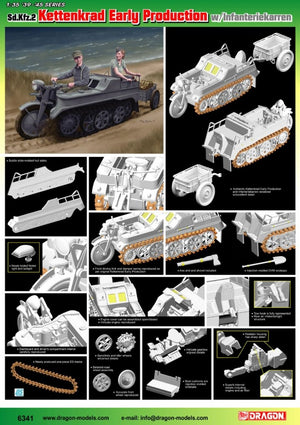 Dragon 6341 Sd.Kfz.2 Kettenkrad Early Production w/Infanteriekarren 1/35 – Bild 4
