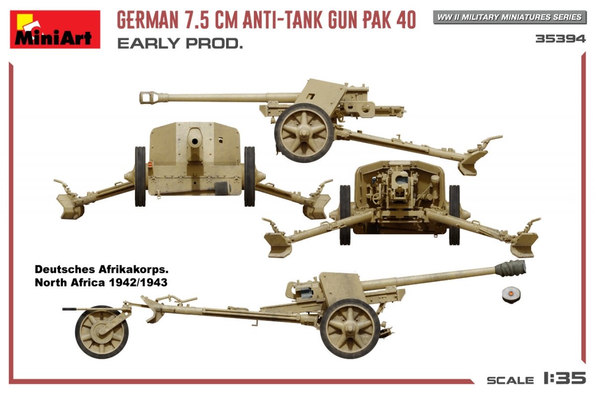 MiniArt 35394 GERMAN 7.5CM ANTI-TANK GUN PAK 40. EARLY PROD 1/35 – Bild 13