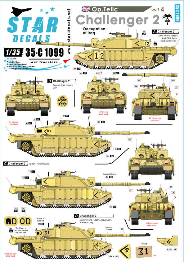 Star Decals 35-C1099 Pack. Telic 4 1/35