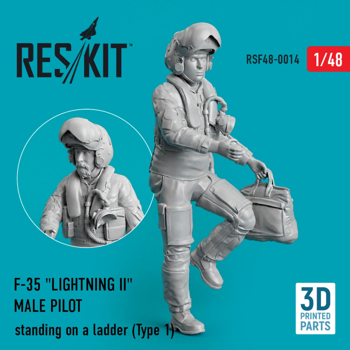 RESKIT RSF48-0014 F-35 &amp;quot;LIGHTNING II&amp;quot; MALE PILOT STANDING ON A LADDER (TYPE 1) 1/48