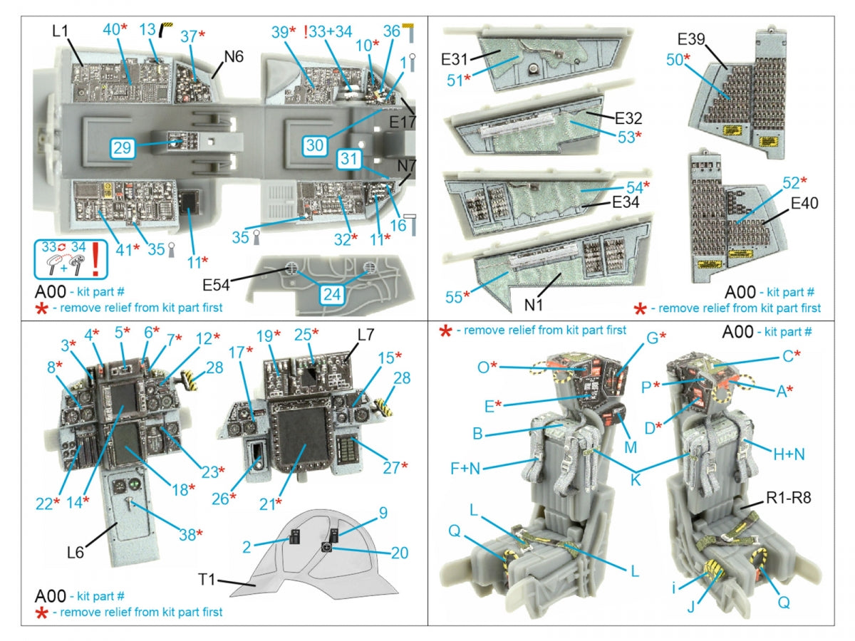 Quinta Studio QD48396 F-14B 3D-Printed &amp;amp; coloured Interior on decal paper (Hobby Boss) 1/48 – zdjęcie 2