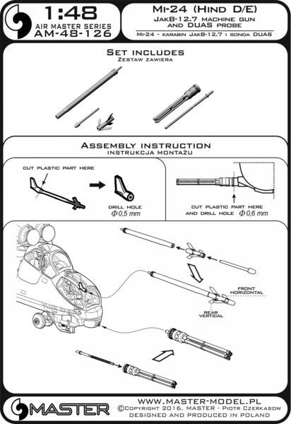 Master AM-48-126 Mi-24 (Hind D/E) - JakB-12.7 machine gun barrel and DUAS probe (metal and resin parts) 1/48 – Bild 16