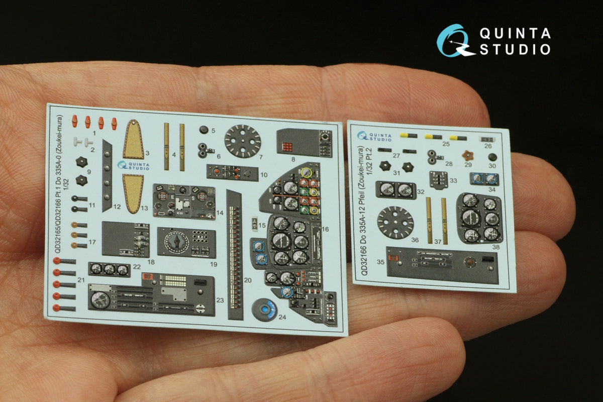 Quinta Studio QD32166 Do 335A-12 3D-Printed &amp;amp; coloured Interior on decal paper (Zoukei-Mura) 1/32 – immagine 17