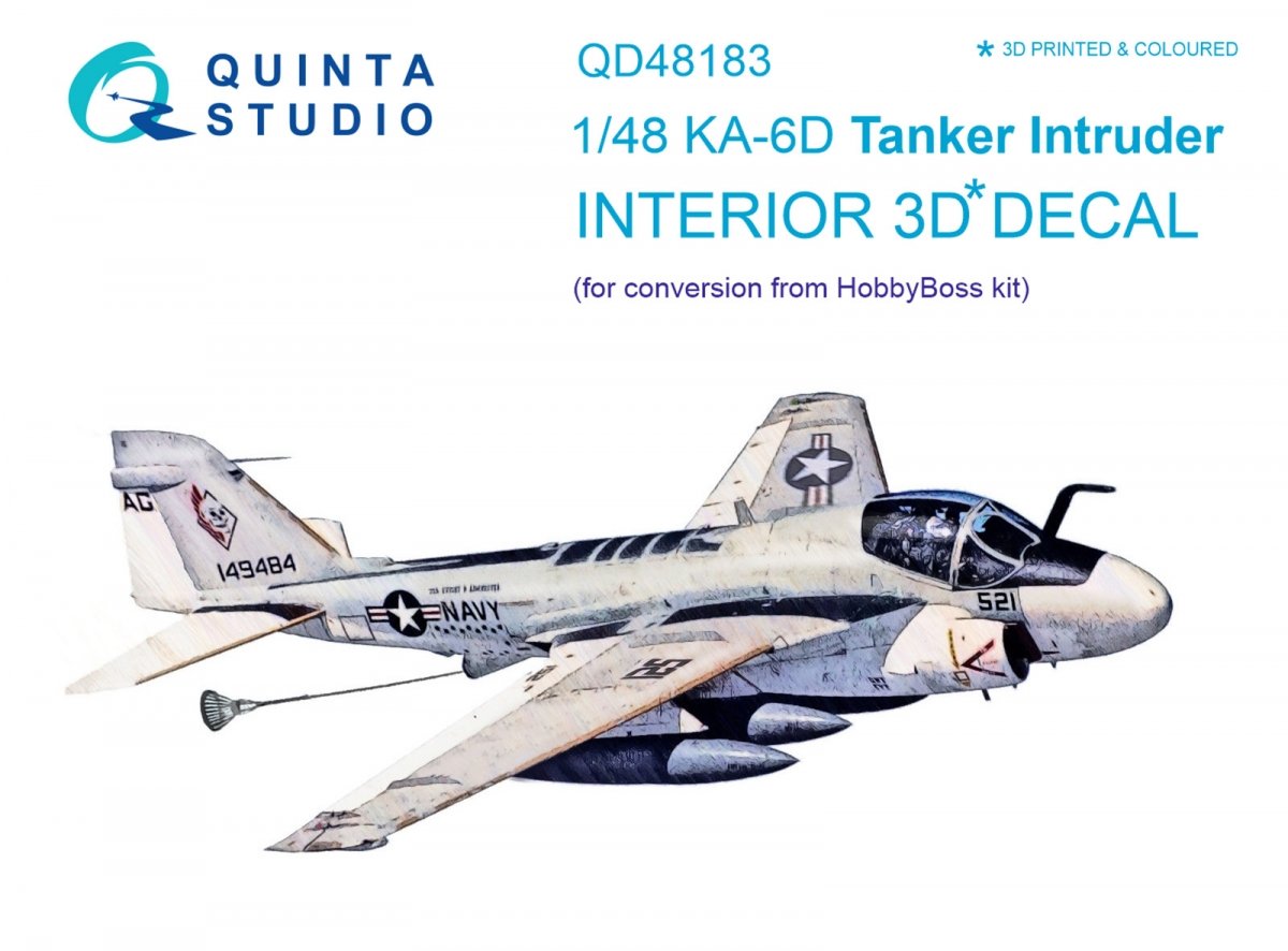 Quinta Studio QD48183 KA-6D Intruder 3D-Printed &amp; colored Interior on decal paper (for conversion from HobbyBoss kit) 1/48