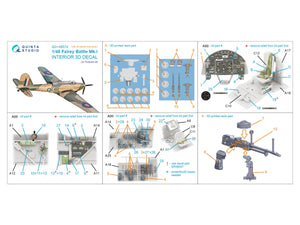 Quinta Studio QD+48574 Fairey Battle Mk.I 3D-Printed &amp;amp; coloured Interior on decal paper (Trumpeter) (with 3D-printed resin parts) 1/48 – immagine 17