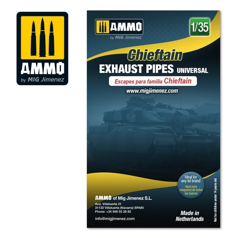 Ammo of Mig 8085 Chieftain exhaust pipes universal 1/35 – Bild 2