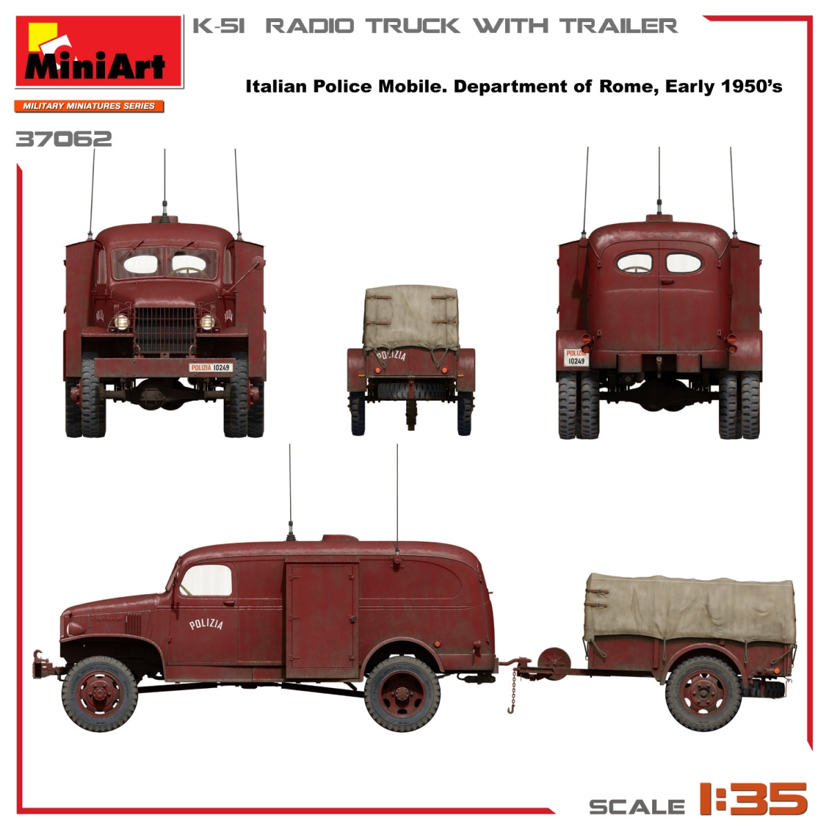 Miniart 37062 K-51 RADIO TRUCK WITH TRAILER 1/35 – immagine 5