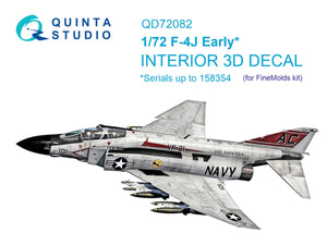Quinta Studio QD72082 F-4J Early 3D-Printed &amp;amp; coloured Interior on decal paper (Fine Molds) 1/72