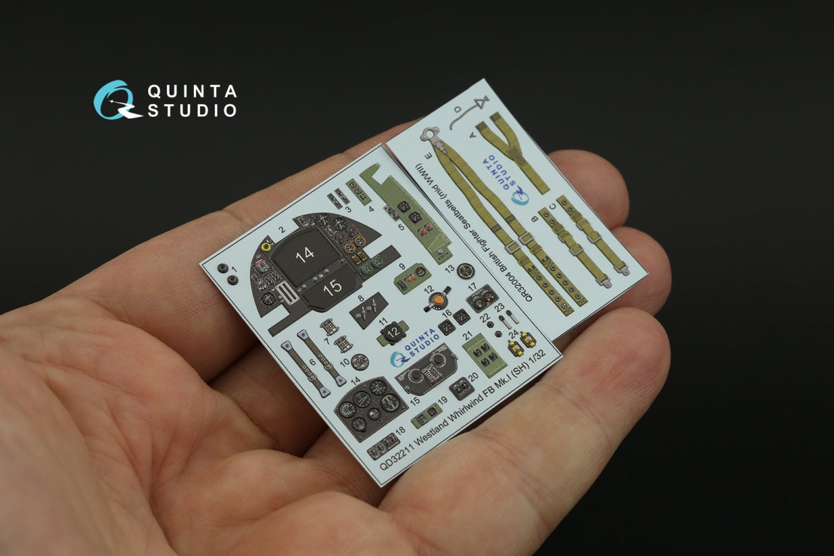 Quinta Studio QD32211 Westland Whirlwind FB Mk.I 3D-Printed &amp;amp; coloured Interior on decal paper (Special Hobby) 1/32 – immagine 3