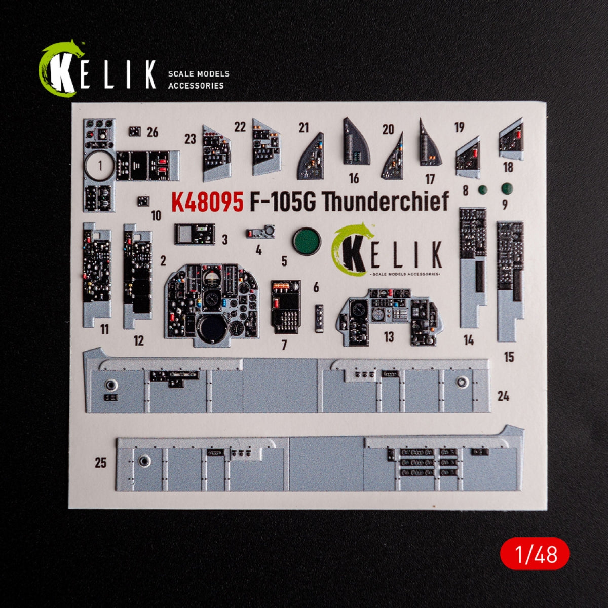 KELIK K48095 F-105G Thunderchief - interior 3D decals for HobbyBoss kit 1/48 – immagine 2