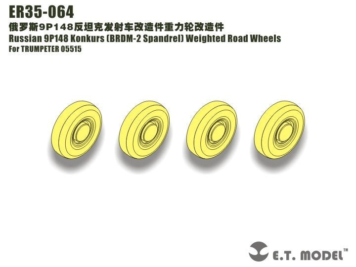 ET Model ER35-064 Russian 9P148 Konkurs（BRDM-2 Spandrel）Weighted Road Wheels For TRUMPETER 05515 1/35