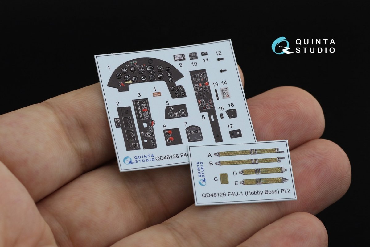 Quinta Studio QD48126 F4U-1 Corsair (Birdcage) 3D-Printed &amp;amp; coloured Interior on decal paper (Hobby Boss) 1/48 – Bild 2