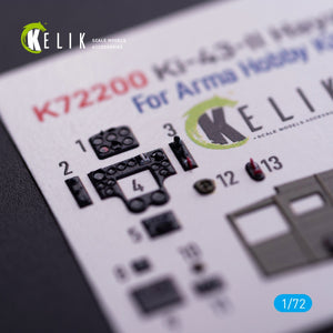 Kelik K72200 Ki-43-II Hayabusa - interior 3D decals for Arma Hobby kit 1/72