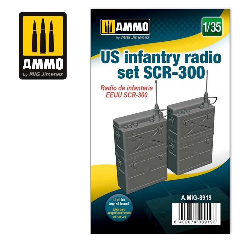 Munitions du Mig 8919, poste radio d&amp;#39;infanterie américain SCR-300, échelle 1/35