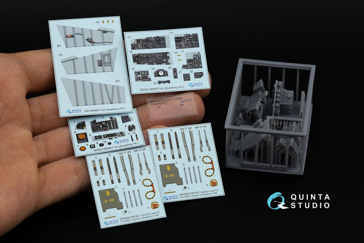 Intérieur imprimé en 3D et coloré sur papier décalcomanie (Academy) du F-4J Phantom II de Quinta Studio QD+48489 (avec pièces en résine imprimées en 3D) à l&amp;#39;échelle 1/48 – image 2