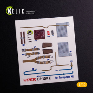 KELIK K32020 BF-109 E - Interior 3D Decal with 3D printed parts for Trumpeter kit 1/32 – imagen 2