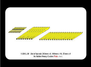 Aber 350L-50 Set of barrels 203mm x 8; 100mm x 16, 37mm x 8 for Italian Navy Pola class heavy crusies 1/350 – Bild 5