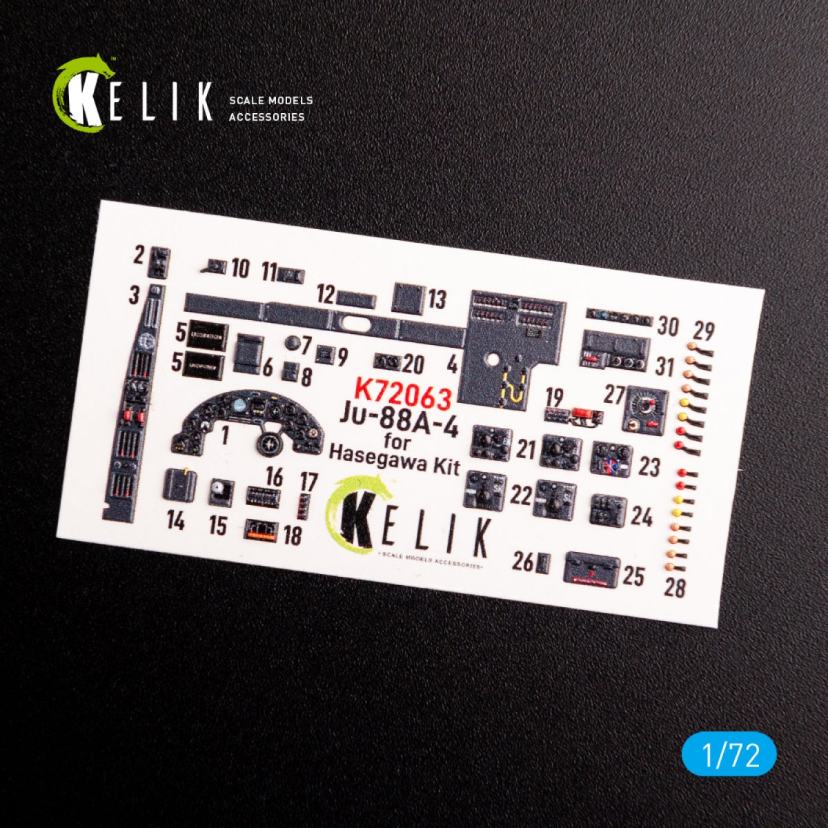 KELIK K72063 Junkers JU 88 A-4 interior 3D decals for Hasegawa kit 1/72 – Bild 3