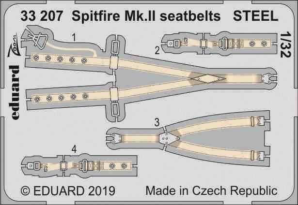 Eduard 33207 Spitfire Mk. II seatbelts STEEL REVELL 1/32