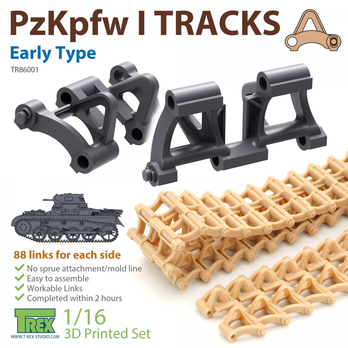 T-Rex Studio TR86001 PzKpfw I Chenilles Type ancien pour Ausf.A uniquement 1/16