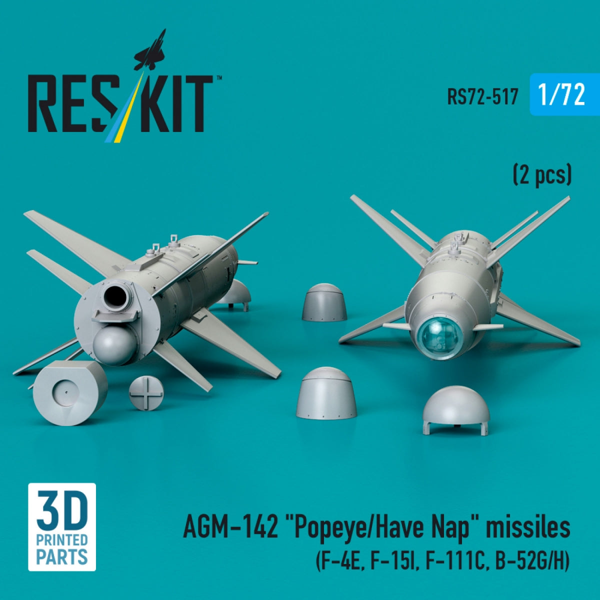 RESKIT RS72-0517 AGM-142 &amp;quot;Popeye/Have Nap&amp;quot; missiles (2 pcs) (3D Printed) 1/72 – image 2