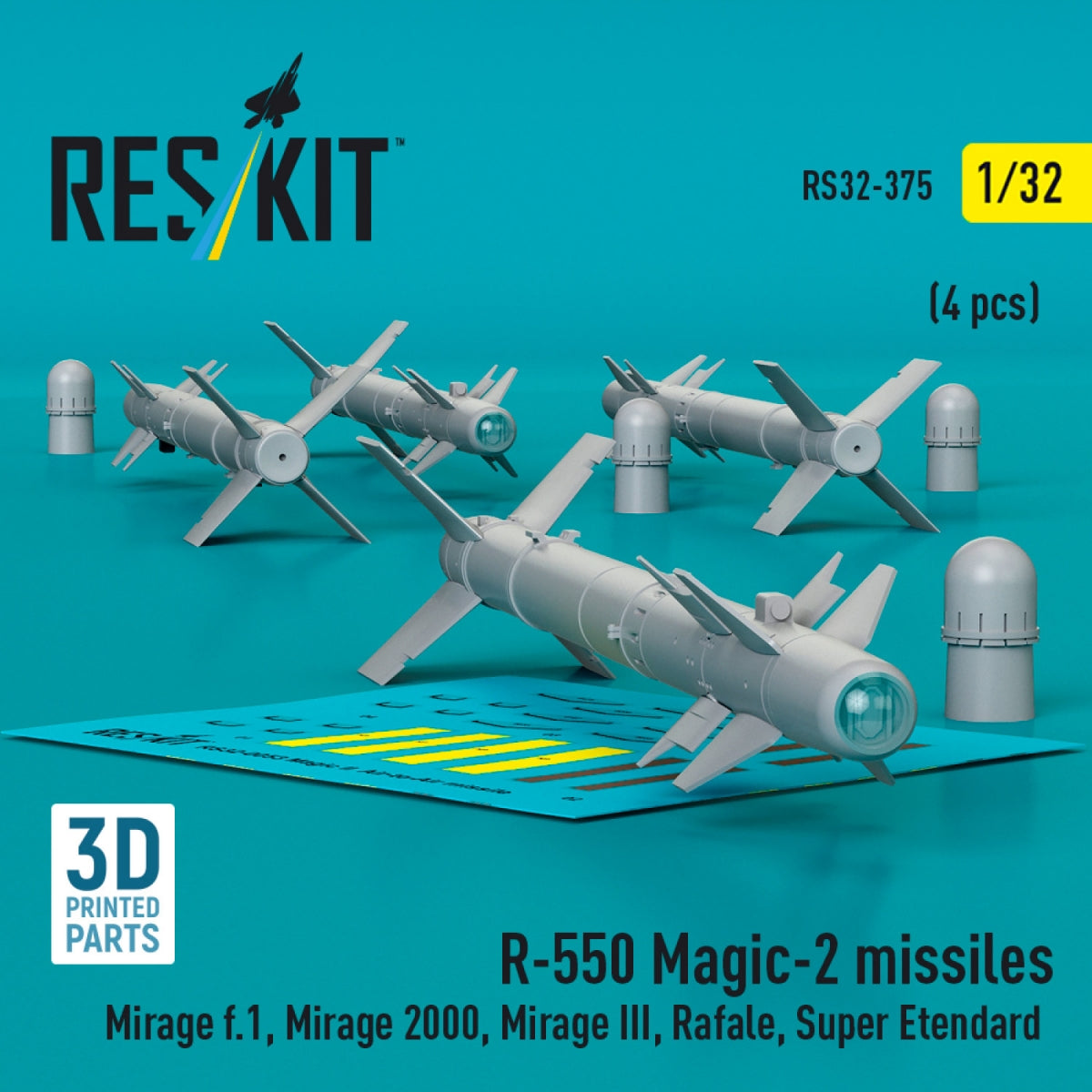 RESKIT RS32-0375 R.550 &amp;quot;Magic-2&amp;quot; missiles (4 pcs) (3D Printed) 1/32 – Bild 2