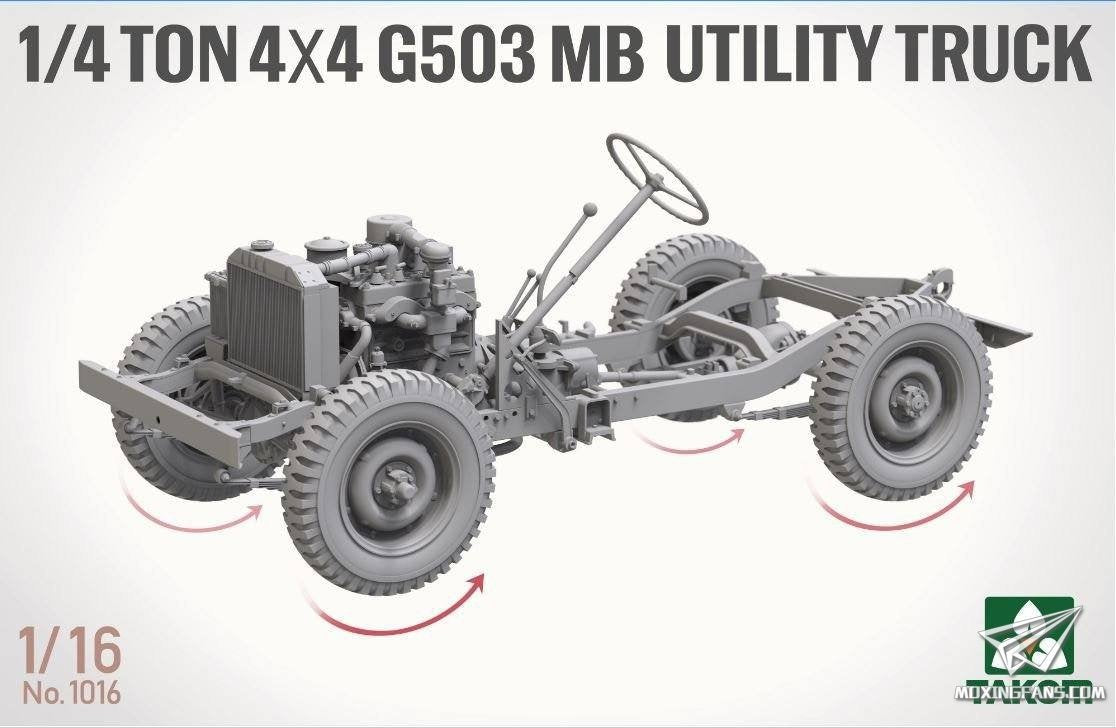 Takom 1016 1/4 ton 4×4 G503 MB Utility Truck ( Jeep Willys ) 1/16 – immagine 3