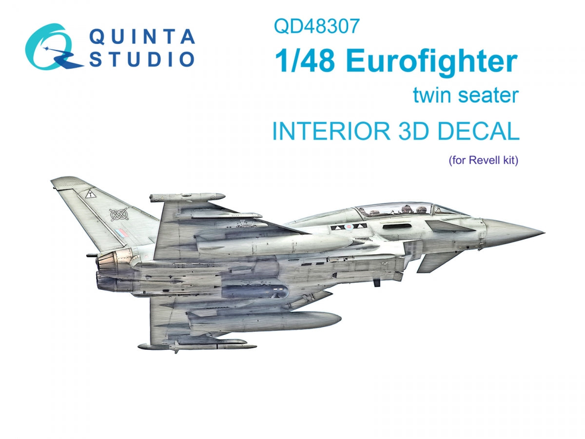 Intérieur coloré imprimé en 3D sur papier décalcomanie pour Eurofighter biplace Quinta Studio QD48307 (Revell) 1/48