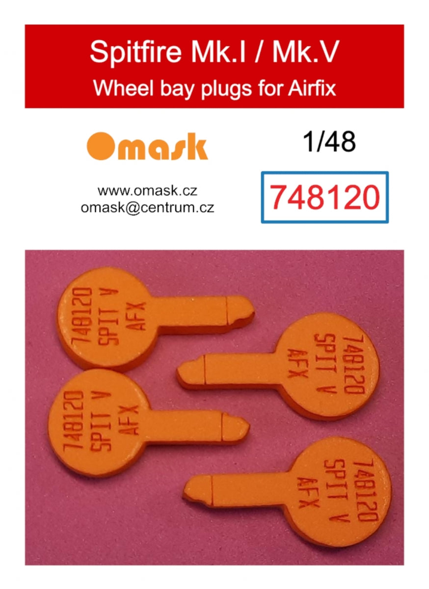 Omask 748120 Spitfire Mk.I/Mk.V wheel bay foam plugs (for Airfix) 1/48