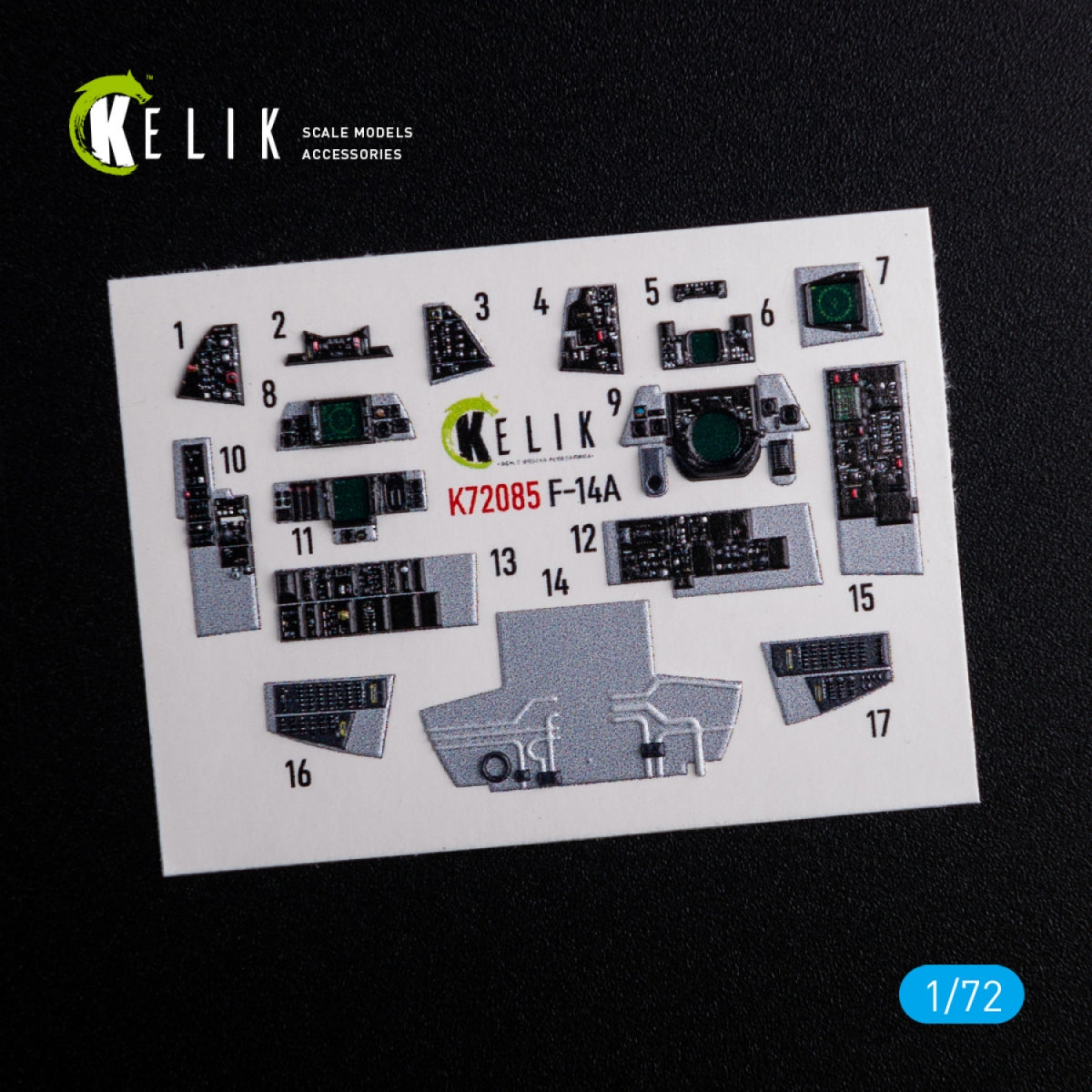 KELIK K72085 F-14A Tomcat - interior 3D decals for Hasegawa kit 1/72 – immagine 3