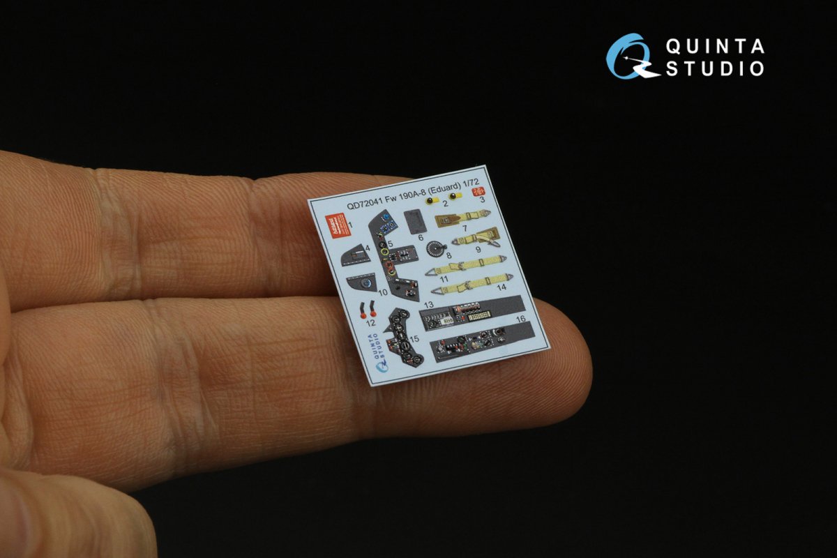Quinta Studio QD72041 Fw 190A-8 3D-Printed &amp;amp; coloured Interior on decal paper (Eduard) 1/72 – immagine 3