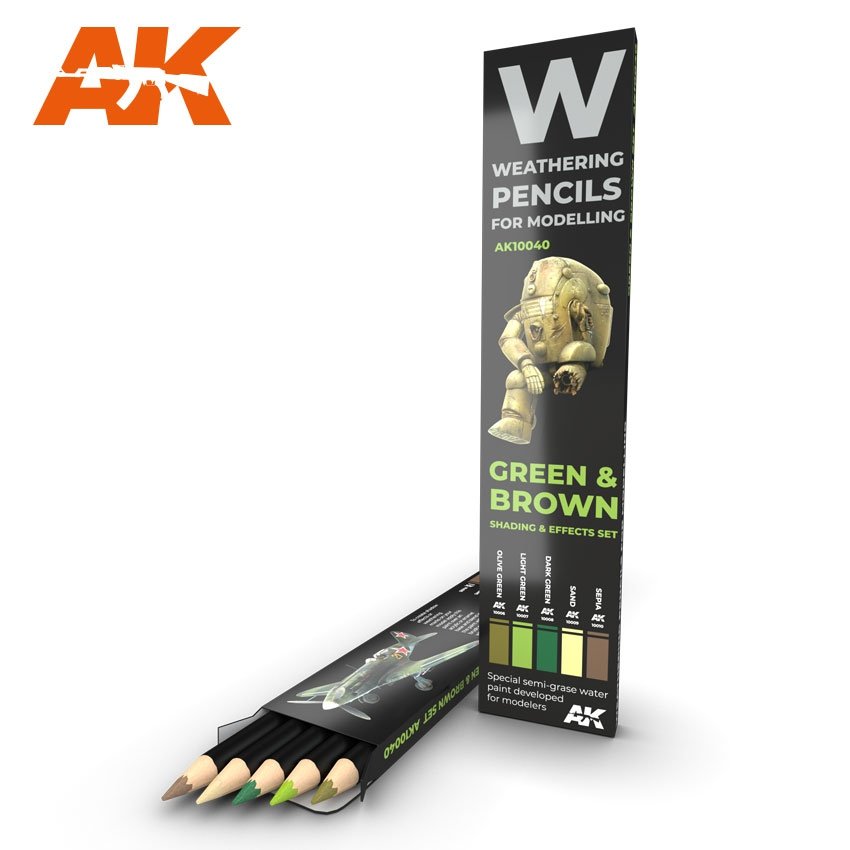AK Interactive AK10040 VERT ET MARRON : ENSEMBLE D'OMBRAGES ET D'EFFETS