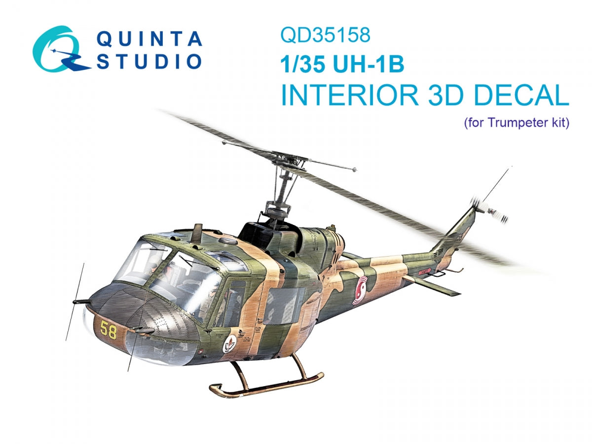 Quinta Studio QD35158 UH-1B 3D-Printed & coloured Interior on decal paper (Trumpeter) 1/35