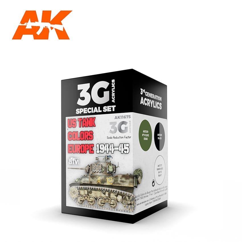 AK Interactive AK11675 3G Couleurs des chars américains Europe 1944-1945 3x17 ml
