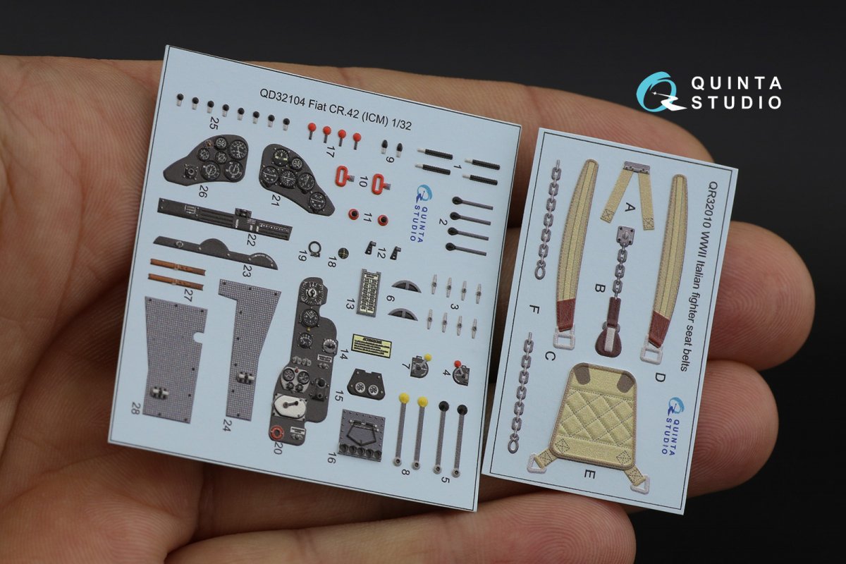 Quinta Studio QD32104 Fiat CR.42 3D-Printed &amp;amp; coloured Interior on decal paper (ICM) 1/32 – Bild 13
