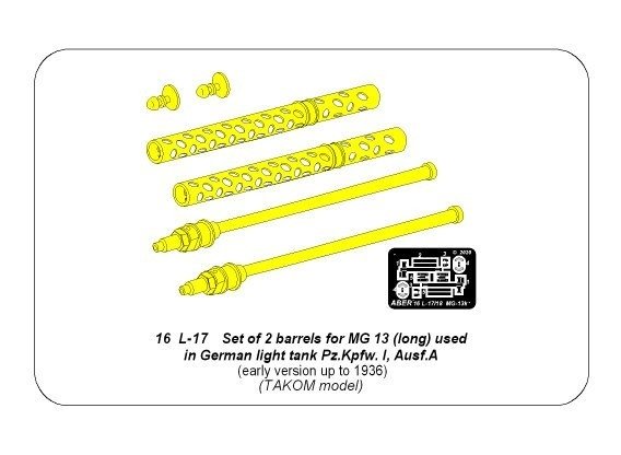 Aber 16L-17 Zestaw 2 luf do MG13 używanych w niemieckim czołgu Pz.Kpfw. I, Ausf.A wczesny do 1938r. / Set of 2 barrels for guns MG13 (long) used in German light tank Pz.Kpfw. I, Ausf.A early to 1938 1/16 – Bild 8