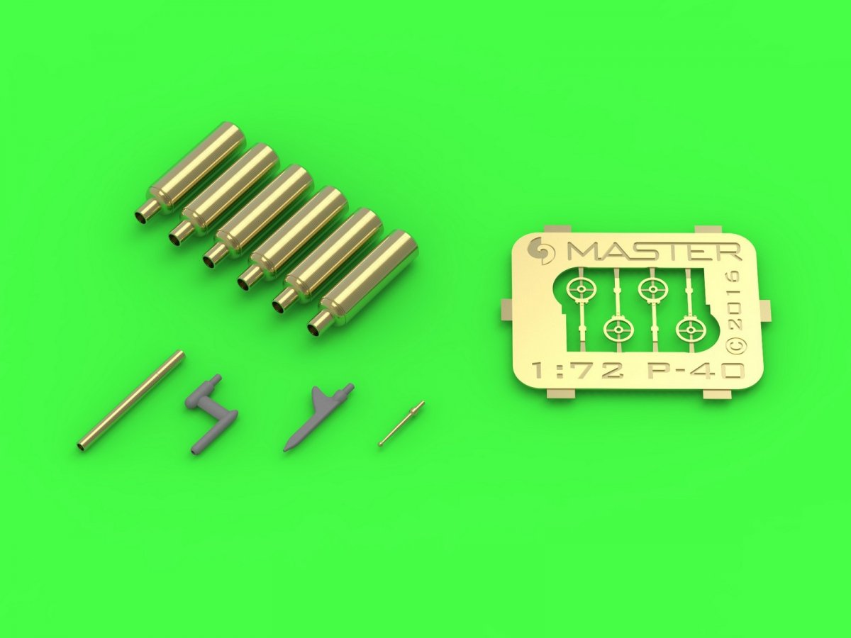 Master AM-72-124 Curtiss P-40 E - N - detail set - MG covers, gunsight and pitot tube (1/72)