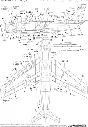 HobbyDecal ST32024V1 Pochoirs F-86 1 ver 1 1/32 – image 2