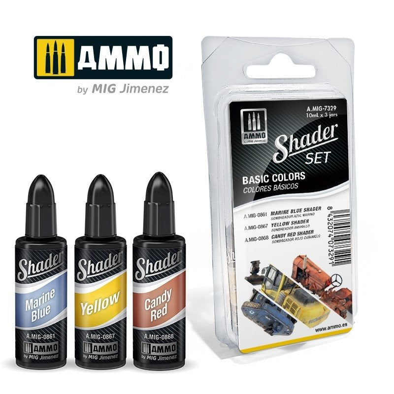 Ammo of Mig 7329 SHADER Set Couleurs de base 3x10ml